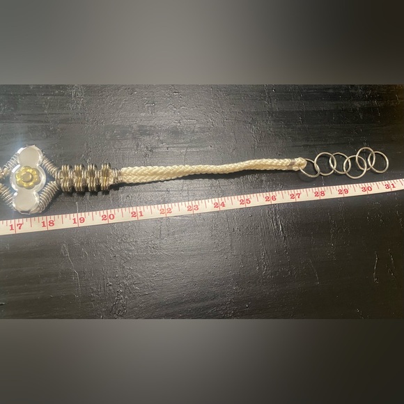Metal belt with woven rope and floral detail- silver display picture 3